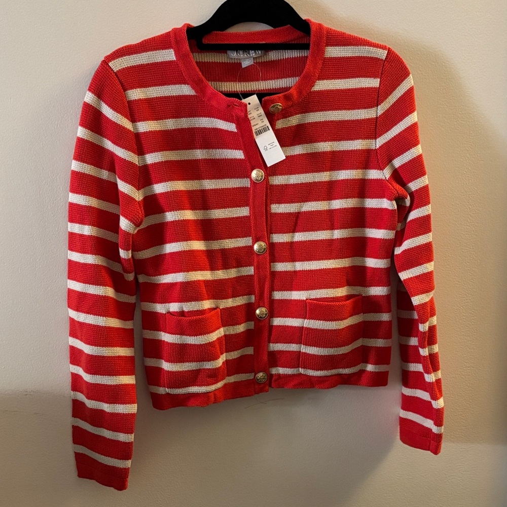 Red and White Striped J.Crew Lady Jacket
